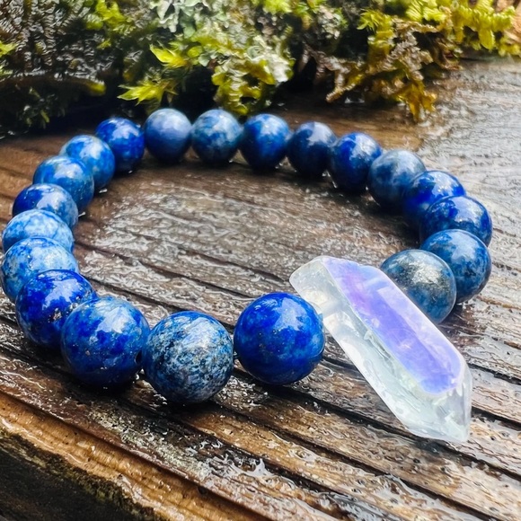 Expression Lapis Lazuli & Aura Crystal Quartz Bracelet - Picture 2 of 3